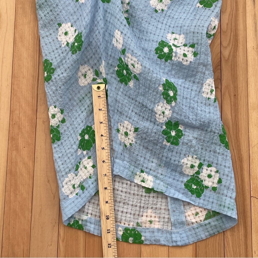 Smythe Mid-Rise Fitted Asymmetrical Ruched Flower Print Midi Skirt - Sz 0 (25) - Picture 13 of 15
